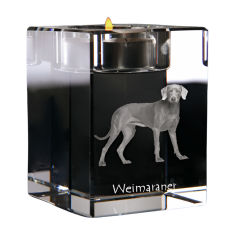 Artdog Weimaraner, Grey Ghost - Svečnik s pasjo fotografijo, kristalni čajnik, personalizirano darilo blagovne znamke Art-Dog