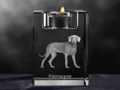 Artdog Weimaraner, Grey Ghost - Svečnik s pasjo fotografijo, kristalni čajnik, personalizirano darilo blagovne znamke Art-Dog