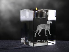 Artdog Weimaraner, Grey Ghost - Svečnik s pasjo fotografijo, kristalni čajnik, personalizirano darilo blagovne znamke Art-Dog