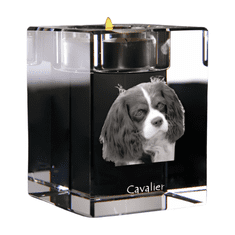 Artdog Cavalier King Charles Spaniel - Svečnik s pasjo fotografijo, kristalni držalo za čajno svečko, personalizirano darilo blagovne znamke Art-Dog