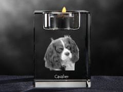 Artdog Cavalier King Charles Spaniel - Svečnik s pasjo fotografijo, kristalni držalo za čajno svečko, personalizirano darilo blagovne znamke Art-Dog