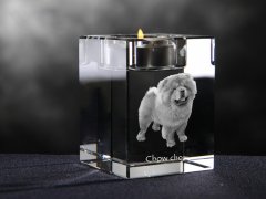 Artdog Chow Chow - Svečnik s pasjo fotografijo, kristalni držalo za čajno svečko, personalizirano darilo blagovne znamke Art-Dog