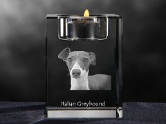 Artdog Italijanski hrt, italijanski hrt - svečnik s fotografijo psa, kristalni čajnik, personalizirano darilo blagovne znamke Art-Dog