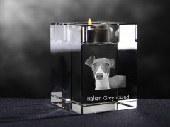 Artdog Italijanski hrt, italijanski hrt - svečnik s fotografijo psa, kristalni čajnik, personalizirano darilo blagovne znamke Art-Dog