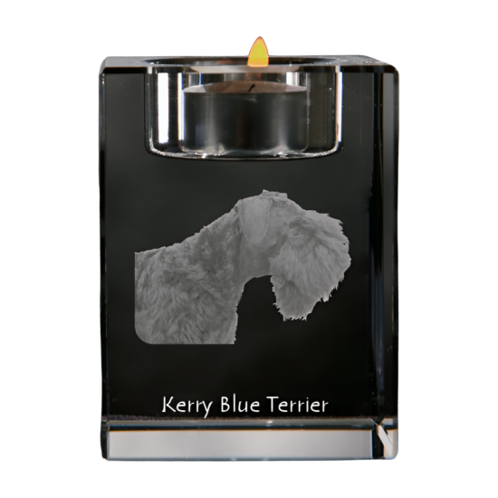 Artdog Kerry Blue Terrier, irski modri terier - Svečnike s pasjo fotografijo, kristalni čajnik, personalizirano darilo blagovne znamke Art-Dog