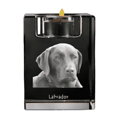 Artdog Labradorski retriever - Svečnik s pasjo fotografijo, kristalni čajnik, personalizirano darilo blagovne znamke Art-Dog