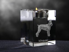 Artdog Schnauzer I - Svečnik s pasjo fotografijo, kristalni čajnik, personalizirano darilo blagovne znamke Art-Dog