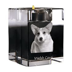 Artdog Pembroke Welsh Corgi - Svečnik s pasjo fotografijo, kristalni čajnik, personalizirano darilo znamke Art-Dog