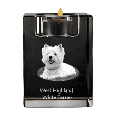 Artdog West Highland White Terrier, Westie, Westy - Svečnik s pasjo fotografijo, kristalni čajnik, personalizirano darilo znamke Art-Dog