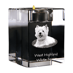 Artdog West Highland White Terrier, Westie, Westy - Svečnik s pasjo fotografijo, kristalni čajnik, personalizirano darilo znamke Art-Dog