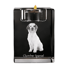 Artdog Clumber Spaniel - Svečnik s pasjo fotografijo, kristalni držalo za čajno svečko, personalizirano darilo blagovne znamke Art-Dog