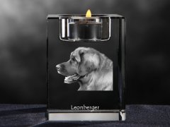 Artdog Leonberger - Svečnik s pasjo fotografijo, kristalni čajnik, personalizirano darilo blagovne znamke Art-Dog