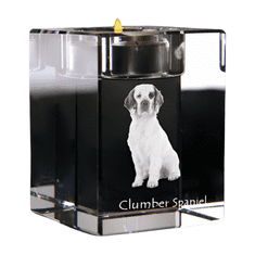 Artdog Clumber Spaniel - Svečnik s pasjo fotografijo, kristalni držalo za čajno svečko, personalizirano darilo blagovne znamke Art-Dog