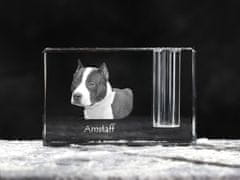 Artdog Ameriški staffordshirski terier, Amstaff - Stojalo za pisala, kristalni organizator s pasjo fotografijo, edinstvena pisalna dekoracija blagovne znamke Art-Dog