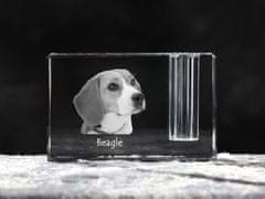 Artdog Beagle - Stojalo za pisala, kristalni organizator s pasjo fotografijo, edinstvena namizna dekoracija blagovne znamke Art-Dog