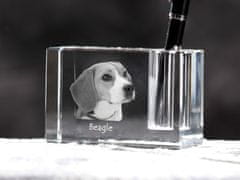 Artdog Beagle - Stojalo za pisala, kristalni organizator s pasjo fotografijo, edinstvena namizna dekoracija blagovne znamke Art-Dog