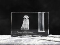 Artdog Golden Retriever - Stojalo za pisala, kristalni organizator s pasjo fotografijo, edinstvena namizna dekoracija blagovne znamke Art-Dog