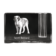 Artdog Bernard, Saint Bernard, Alpski mastif, Bernhardiner - Stojalo za pisala, kristalni organizator s pasjo fotografijo, edinstvena namizna dekoracija znamke Art-Dog