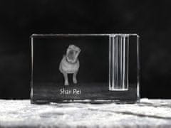 Artdog Shar Pei - Stojalo za pisala, kristalni organizator s pasjo fotografijo, edinstvena namizna dekoracija blagovne znamke Art-Dog