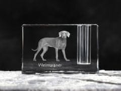 Artdog Weimaraner, Grey Ghost - Stojalo za pisala, kristalni organizator s pasjo fotografijo, edinstvena dekoracija mize blagovne znamke Art-Dog