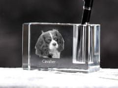 Artdog Cavalier King Charles Spaniel - Stojalo za pisala, kristalni organizator s fotografijo psa, edinstvena namizna dekoracija blagovne znamke Art-Dog