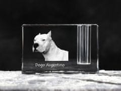 Artdog Dogo Argentino - Stojalo za pisala, kristalni organizator s pasjo fotografijo, edinstvena namizna dekoracija blagovne znamke Art-Dog