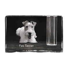 Artdog Fox Terrier Wire - Stojalo za pisala, kristalni organizator s pasjo fotografijo, edinstvena namizna dekoracija blagovne znamke Art-Dog