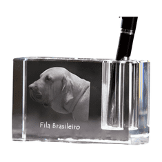 Artdog Fila Brasileiro - Stojalo za pisala, kristalni organizator s pasjo fotografijo, edinstvena namizna dekoracija blagovne znamke Art-Dog