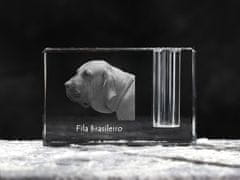 Artdog Fila Brasileiro - Stojalo za pisala, kristalni organizator s pasjo fotografijo, edinstvena namizna dekoracija blagovne znamke Art-Dog