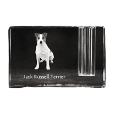 Artdog Jack Russell terier - Stojalo za pisala, kristalni organizator s pasjo fotografijo, edinstvena namizna dekoracija blagovne znamke Art-Dog