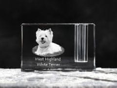 Artdog West Highland White Terrier, Westie, Westy - Stojalo za pisala, kristalni organizator s pasjo fotografijo, edinstvena namizna dekoracija znamke Art-Dog