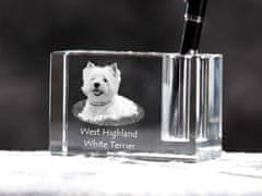 Artdog West Highland White Terrier, Westie, Westy - Stojalo za pisala, kristalni organizator s pasjo fotografijo, edinstvena namizna dekoracija znamke Art-Dog