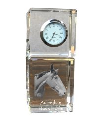 Artdog Australian Stock Horse - kristalna ura s fotografijo, fotografija konja v kristalu, personalizirana namizna ura znamke Art-Dog