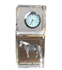 Artdog Haflinger Fohlen - kristalna ura s fotografijo, fotografija konja v kristalu, personalizirana namizna ura znamke Art-Dog