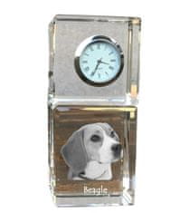 Artdog Beagle - kristalna ura s fotografijo, fotografija psa v kristalu, personalizirana namizna ura znamke Art-Dog