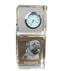 Artdog Bullmastiff - kristalna ura s fotografijo, fotografija psa v kristalu, personalizirana namizna ura znamke Art-Dog