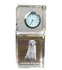 Artdog Golden Retriever - kristalna ura s fotografijo, fotografija psa v kristalu, personalizirana namizna ura znamke Art-Dog