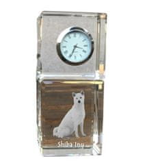 Artdog Shiba Inu, japonski pes majhne velikosti, japonski pes Brushwood - kristalna ura s fotografijo, fotografija psa v kristalu, personalizirana namizna ura znamke Art-Dog