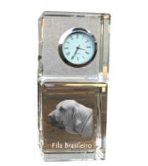 Artdog Fila Brasileiro - kristalna ura s fotografijo, fotografija psa v kristalu, personalizirana namizna ura znamke Art-Dog