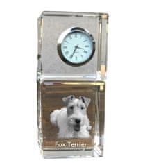 Artdog Fox Terrier Wire - kristalna ura s fotografijo, fotografija psa v kristalu, personalizirana namizna ura znamke Art-Dog