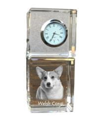 Artdog Pembroke Welsh Corgi - kristalna ura s fotografijo, fotografija psa v kristalu, personalizirana namizna ura znamke Art-Dog