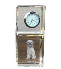 Artdog Lowchen, Little Lion Dog - kristalna ura s fotografijo, fotografija psa v kristalu, personalizirana namizna ura znamke Art-Dog