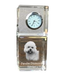 Artdog Dandie Dinmont terier, Hindlee terier - kristalna ura s fotografijo, fotografija psa v kristalu, personalizirana namizna ura znamke Art-Dog