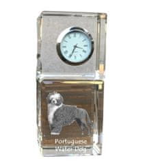 Artdog Portugalski vodni pes, Portie, PWD, vodni pes - kristalna ura s fotografijo, fotografija psa v kristalu, personalizirana namizna ura znamke Art-Dog