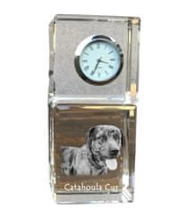 Artdog Catahoula Leopard Dog, Catahoula Cur - kristalna ura s fotografijo, fotografija psa v kristalu, personalizirana namizna ura znamke Art-Dog