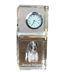 Artdog Italijanski kazalec, Bracco Italiano, italijanski kazalec - kristalna ura s fotografijo, fotografija psa v kristalu, personalizirana namizna ura znamke Art-Dog