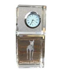 Artdog Cirneco dell'Etna - kristalna ura s fotografijo, fotografija psa v kristalu, personalizirana namizna ura znamke Art-Dog