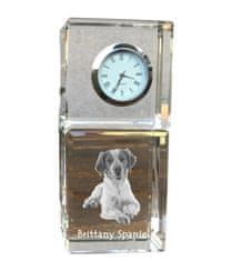 Artdog Brittany Spaniel, Brittany Wiegref - kristalna ura s fotografijo, fotografija psa v kristalu, personalizirana namizna ura znamke Art-Dog