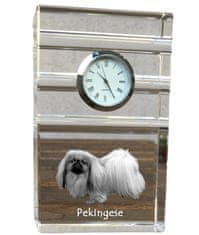 Artdog Pekinžan, pekinžan, peke - steklena ura s fotografijo, fotografija psa v kristalu, personalizirana stoječa pisarniška ura blagovne znamke Art-Dog