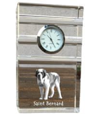 Artdog Bernard, Saint Bernard, Alpski mastif, Bernhardiner - steklena ura s fotografijo, fotografija psa v kristalu, personalizirana stoječa pisarniška ura znamke Art-Dog